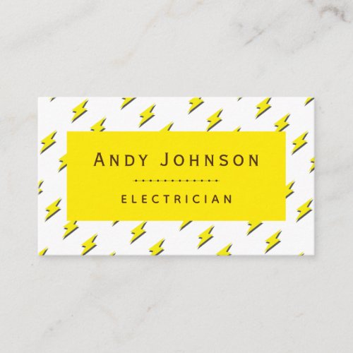 Yellow Lightning Pattern Electrical Service Power  Business Card