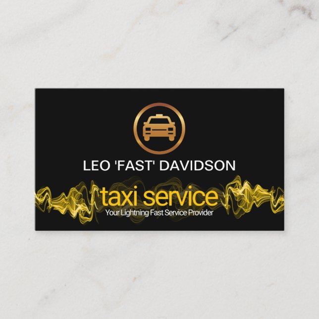 Yellow Lightning Pulse Gold Taxi Designated Driver Business Card (Front)