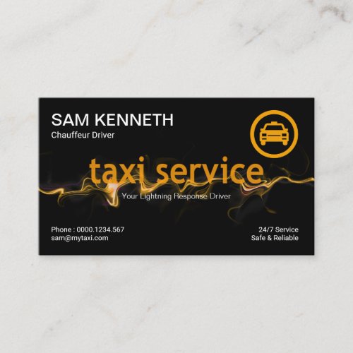 Yellow Lightning Response Taxi Driver Business Card