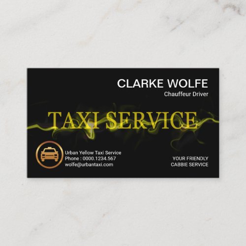 Yellow Lightning Strike Taxi Driver Transport Business Card