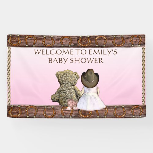 Yellow Lil Cowgirl Personalized Baby Shower   Banner
