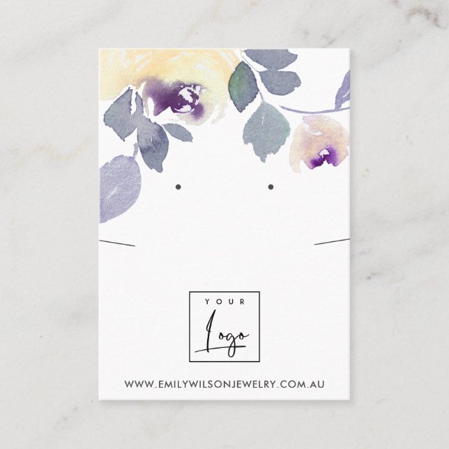 YELLOW LILAC FLORAL NECKLACE EARRING DISPLAY BUSINESS CARD (Front)