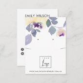 YELLOW LILAC FLORAL NECKLACE EARRING DISPLAY BUSINESS CARD (Front/Back)