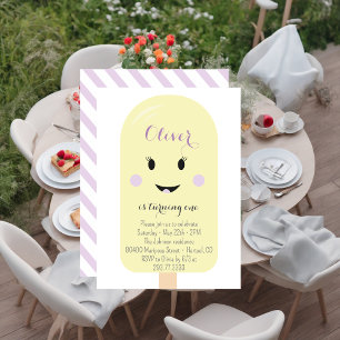 Yellow Lilac Ice Cream Cone Scoop Birthday Party Invitation