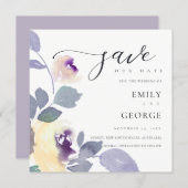 YELLOW LILAC PURPLE ROSE FLORAL SAVE THE DATE CARD (Front/Back)