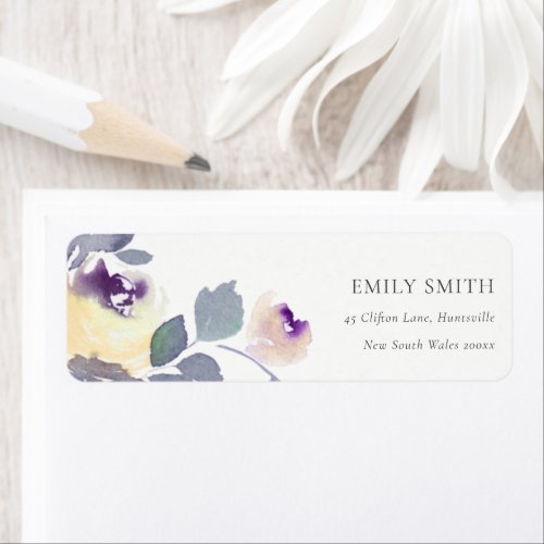 YELLOW LILAC ROSE WATERCOLOR FLORAL ADDRESS LABEL
