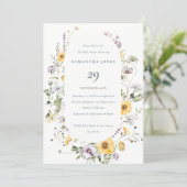Yellow Lilac Wildflower Frame Baby Shower Invite (Standing Front)