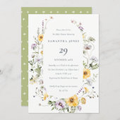 Yellow Lilac Wildflower Frame Baby Shower Invite (Front/Back)