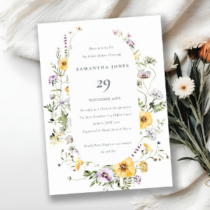 Yellow Lilac Wildflower Frame Bridal Shower Invite
