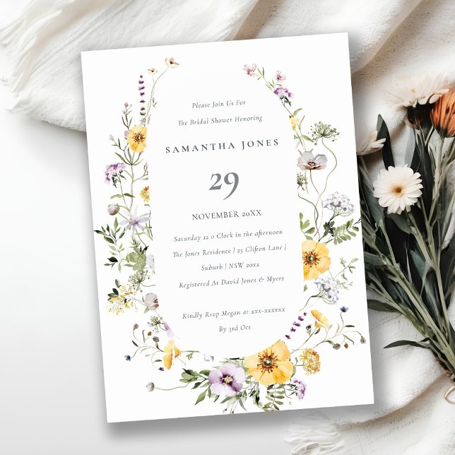 Yellow Lilac Wildflower Frame Bridal Shower Invite (Creator Uploaded)
