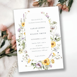 Yellow Lilac Wildflower Frame Vow Renewal Invite