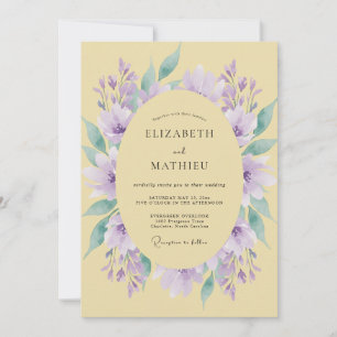 Yellow Lilac Wreath Wedding Invitation