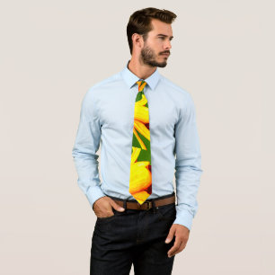 Yellow Lilies Pattern Neck Tie