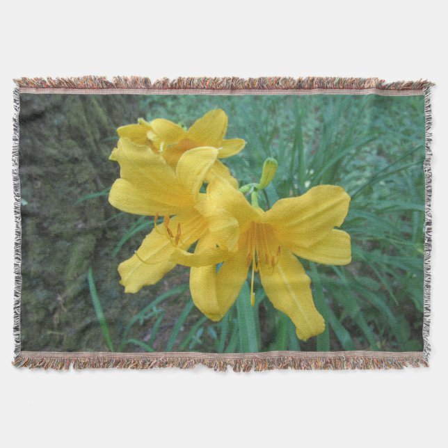 Yellow Lilies Throw Blanket (Front)