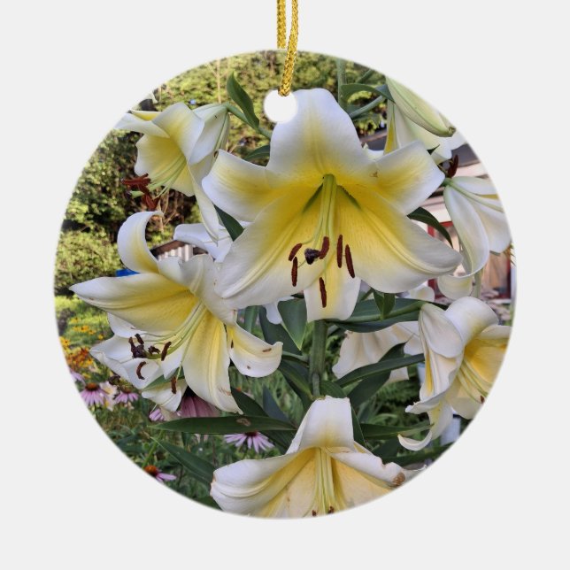 Yellow Lilly Glass Ceramic Ornament (Front)