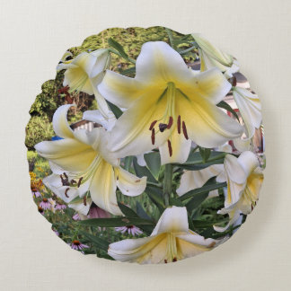 Yellow Lilly Glass Round Pillow