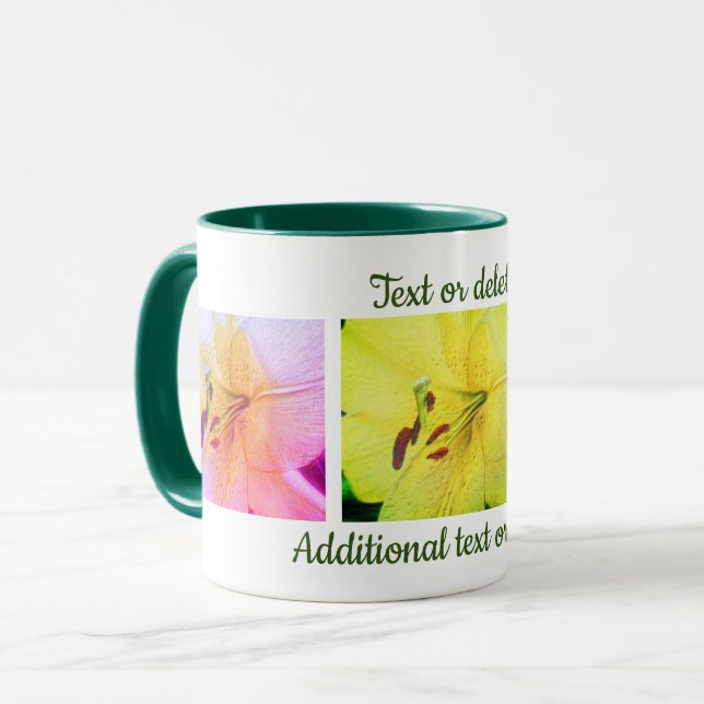 Yellow Lily Colors Floral Pencil Art Personalized Mug (Front Left)