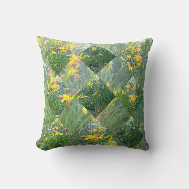 Yellow Lily Field Geometrical Design, Throw Pillow (Front)
