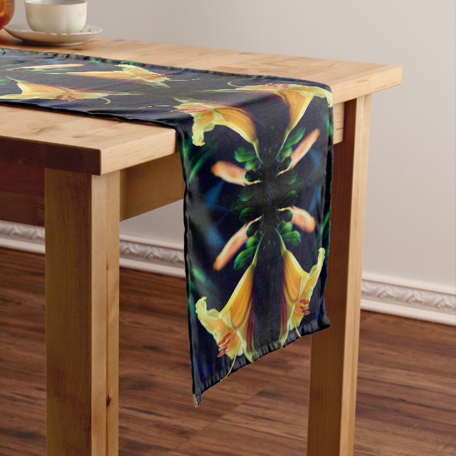 Yellow Lily Flower Abstract Art    Short Table Runner (In Situ)