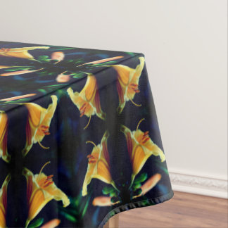 Yellow Lily Flower Abstract Art Tablecloth