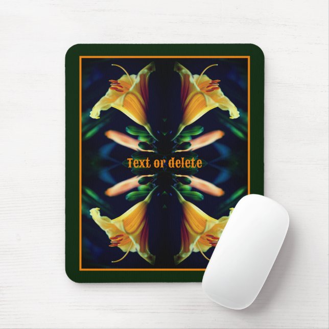Yellow Lily Flower Abstract Personalized Mouse Pad (With Mouse)