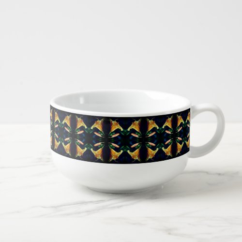 Yellow Lily Flower Abstract Soup Mug