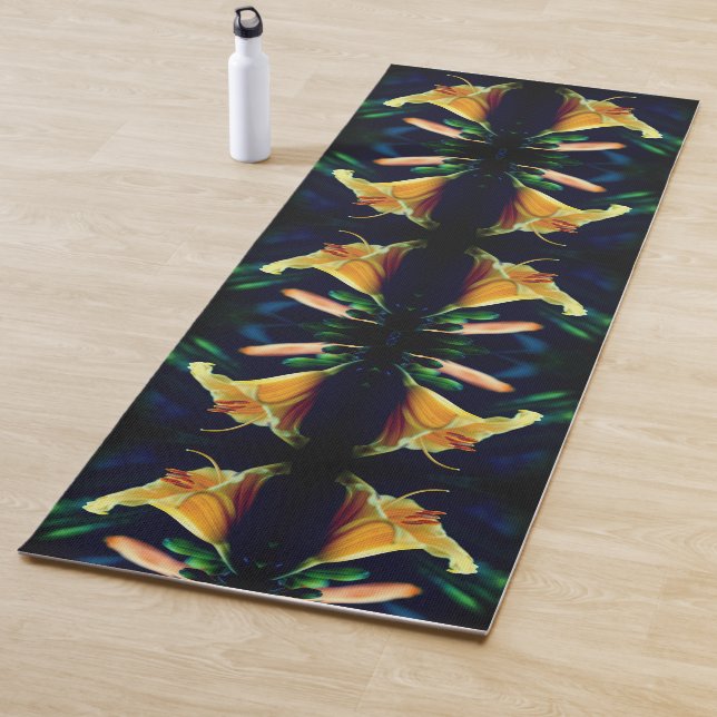 Yellow Lily Flower Abstract Yoga Mat (In Situ)