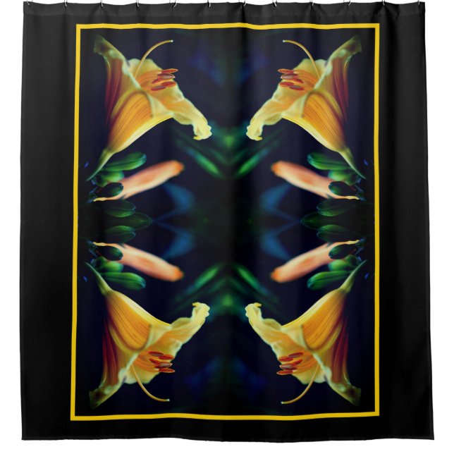 Yellow Lily Flower Art  Shower Curtain (Front)