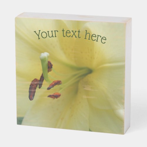 Yellow Lily Flower Close Up Personalized Wooden Box Sign