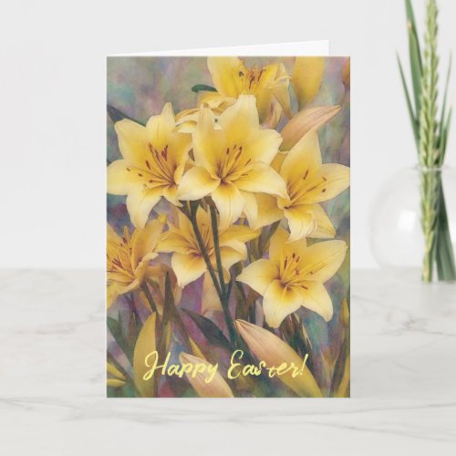Yellow Lily Flowers Faith Easter Card