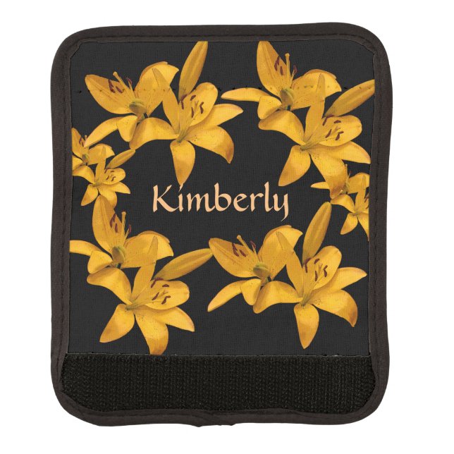 Yellow Lily Garden Flowers Luggage Handle Wrap (Front)