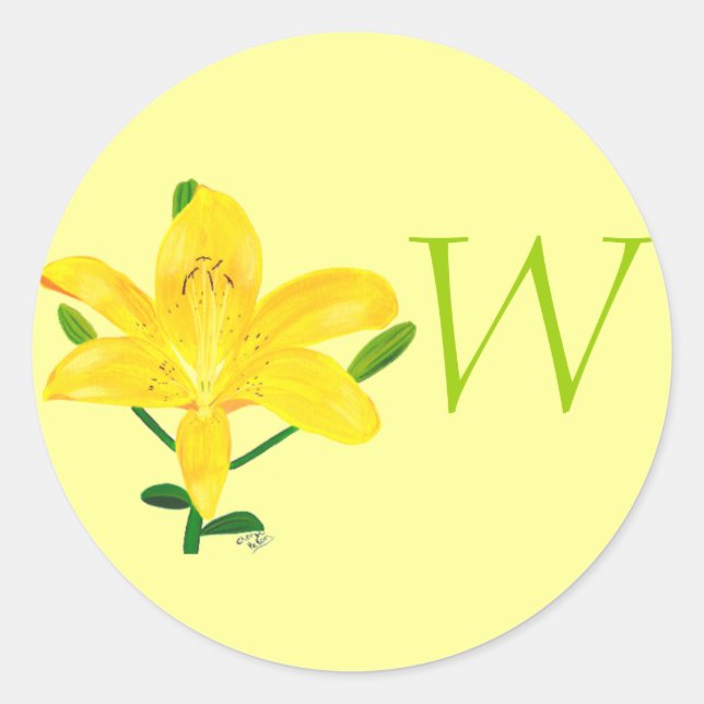 Yellow Lily Monogram Wedding Seals (Front)