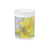 Yellow Lily Painting in Acrylic Beverage Pitcher (Front)
