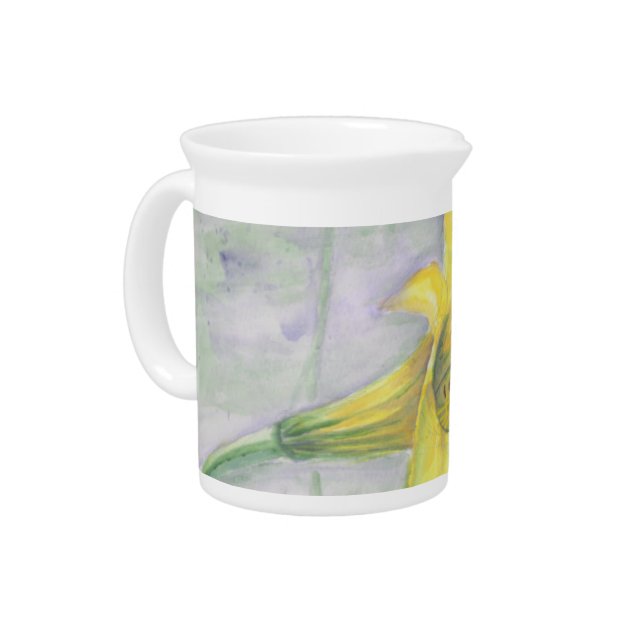 Yellow Lily Painting in Acrylic Beverage Pitcher (Left)