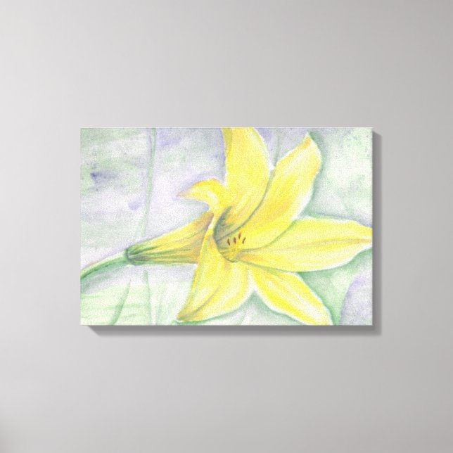 Yellow Lily Painting in Acrylic Canvas Print (Front)