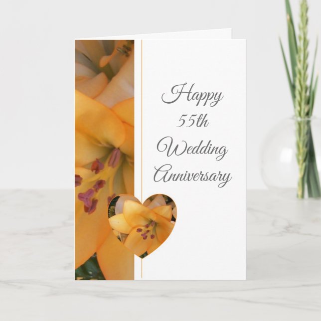 Yellow Lily Personalised 55th Wedding Anniversary  Card (Front)