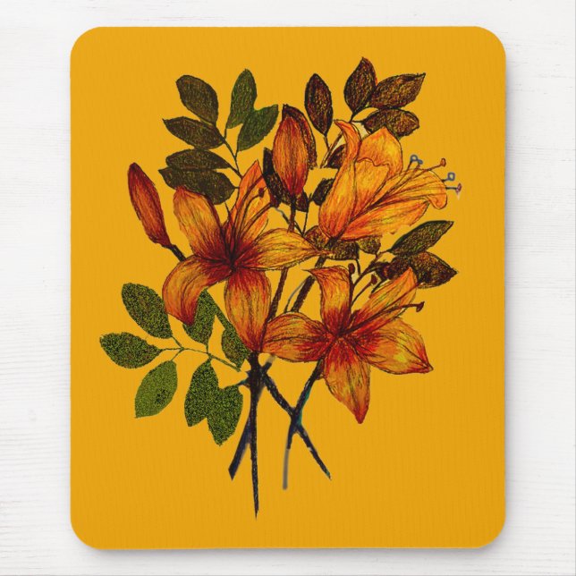 Yellow Lily Print on Mousepad (Front)