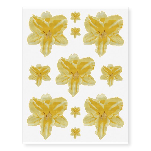 Yellow Lily Temporary Tattoos (Front)