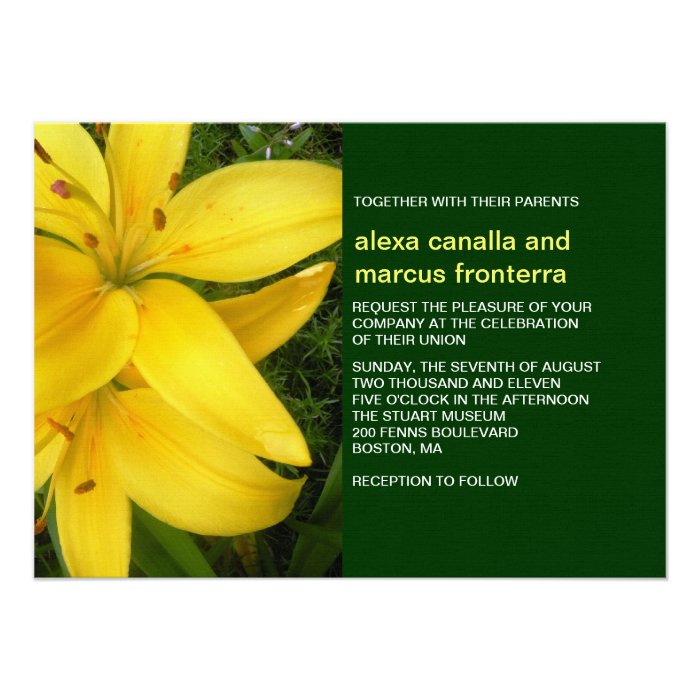 Yellow Lily Wedding Invitation