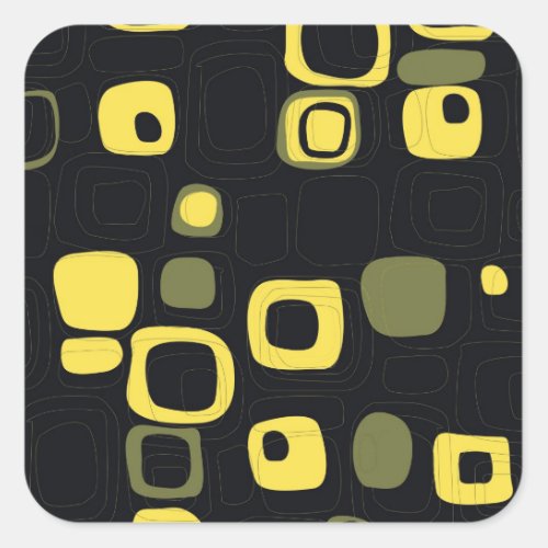 Yellow Lime Black Retro Abstract Art Stickers