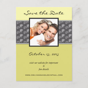 Yellow Lime Chartreuse Paisley Photo Save The Date Announcement Postcard