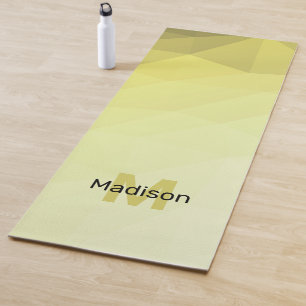 Yellow lime geometry mesh ombre pattern Monogram Yoga Mat