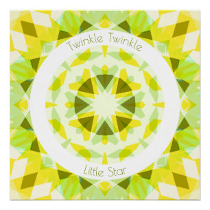 Yellow Lime Green Twinkle Little Star Baby Nursery Poster