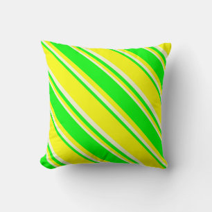 Yellow, Lime & Light Yellow Lines Pattern Pillow