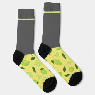 Yellow Lime on Grey Secretly Wild Socks
