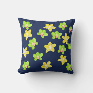 Yellow & Lime Orchid Throw Pillow