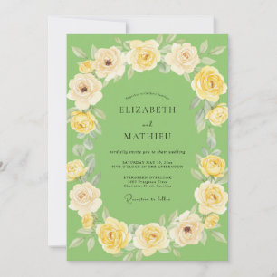 Yellow Lime Peony Wedding Invitation