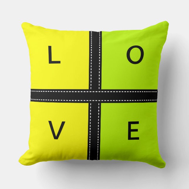 Yellow & Lime Solid Color Monogram Throw Pillow (Front)