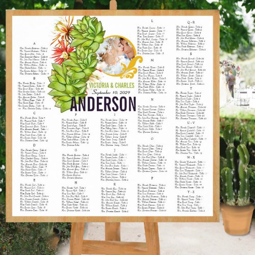 Yellow Lime Succulent Modern Typography Wedding Poster