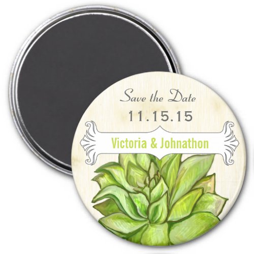 Yellow Lime Succulent Save the Date Magnets